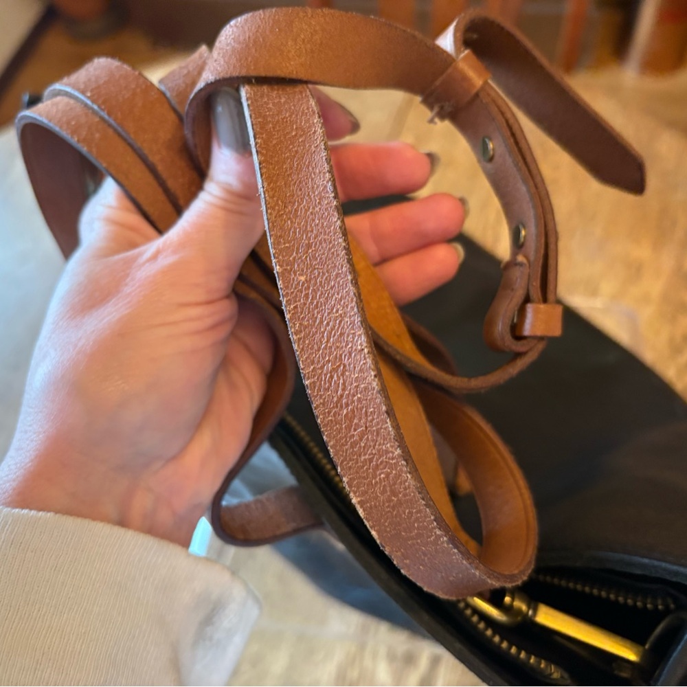 Madewell Black Leather Tote with Tan Straps - Picture 12 of 14